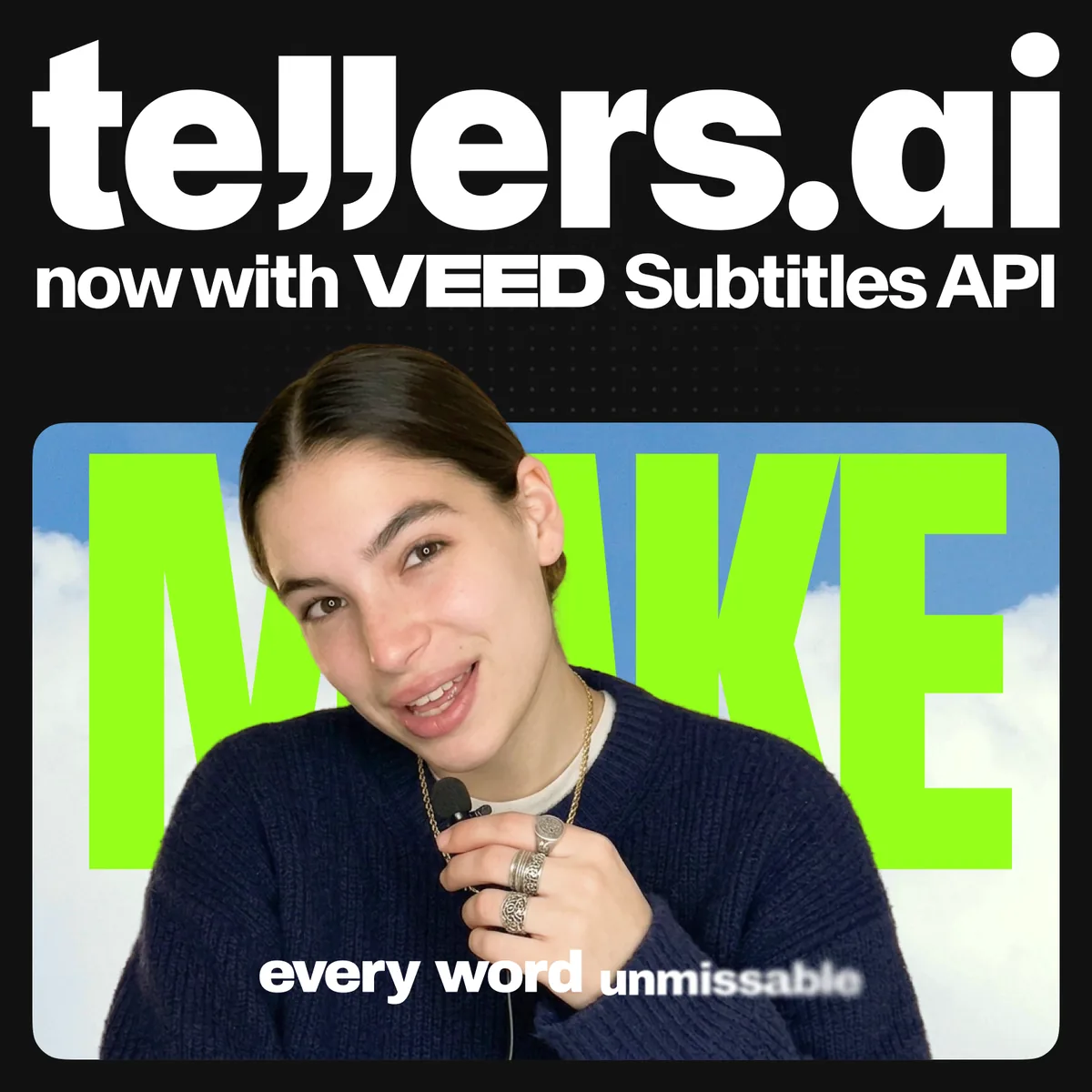 Tellers.ai now works with the VEED Subtitles API, bringing expressive captions to short-form video.